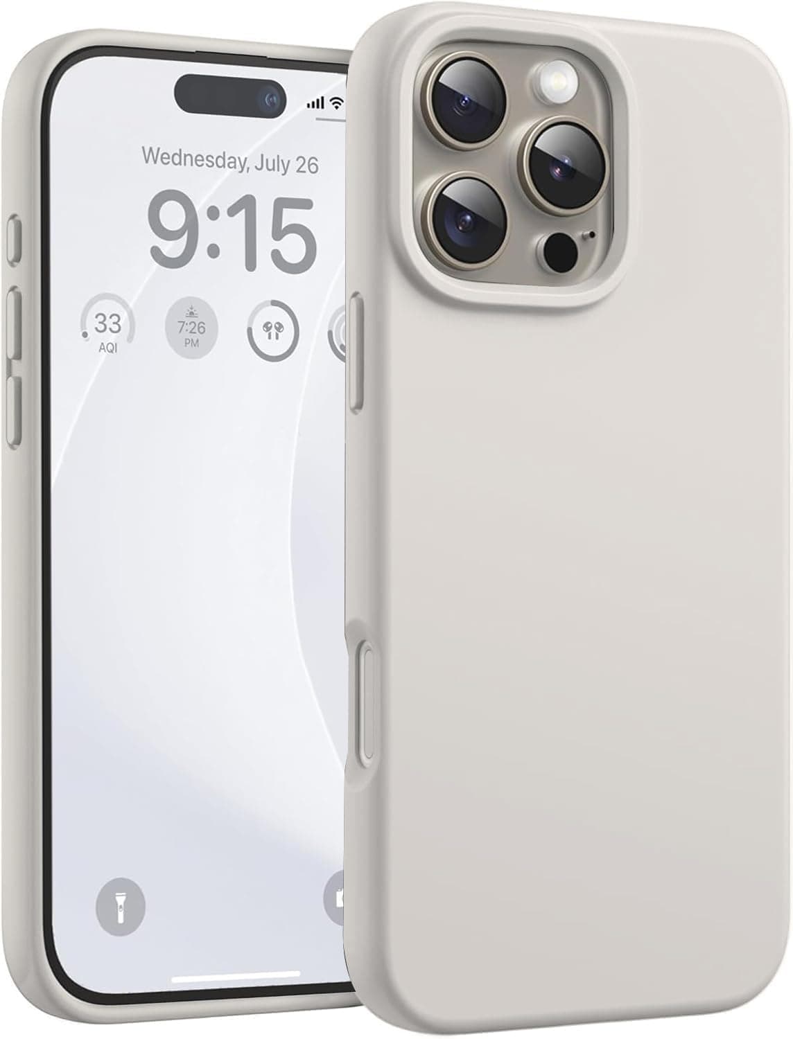DIZORO Compatible for iPhone 16 Pro Max Case 6.9, Slim Liquid Silicone Case 3 Layers Full Covered Soft Gel Rubber Phone Case Protective Cover 6.9 Inch (Stone Grey)