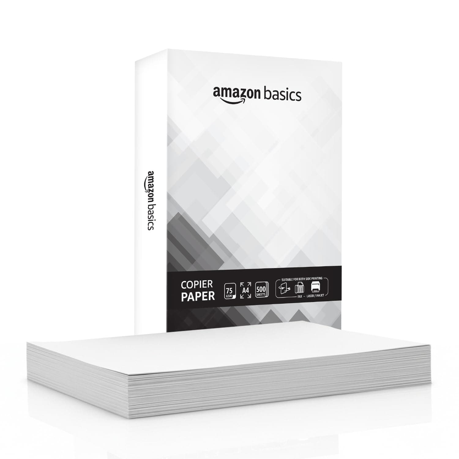 Amazon Basics A4 Copier Paper | Multipurpose Paper | 75 GSM | 500 Sheets | Compatible with Inkjet & Laser Printers