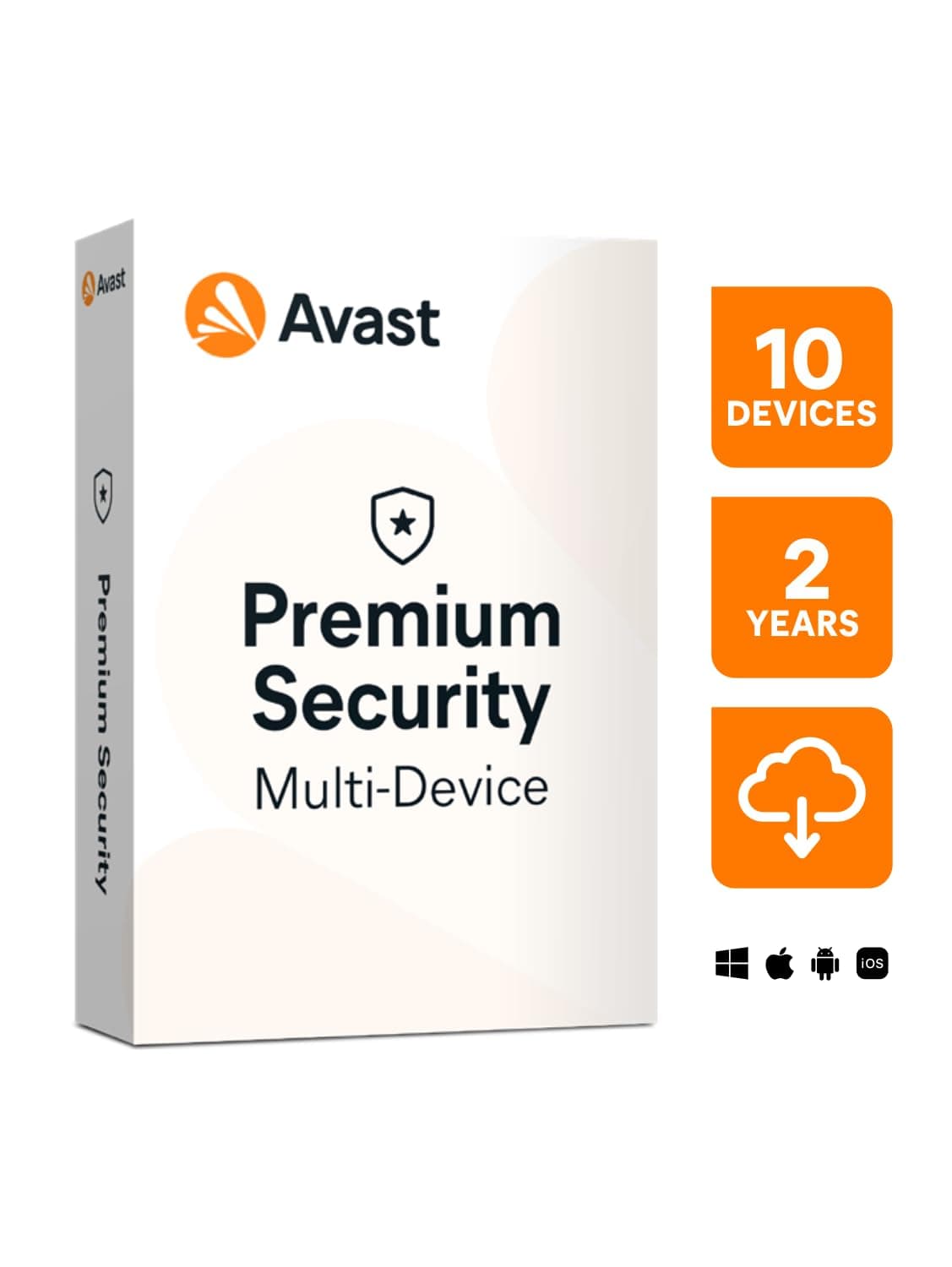 Avast Premium Security | 10 Devices 2 Years | Windows, Mac, Android & iOS | Total Protection against all Internet Threats | Email Delivery in 2 Hours