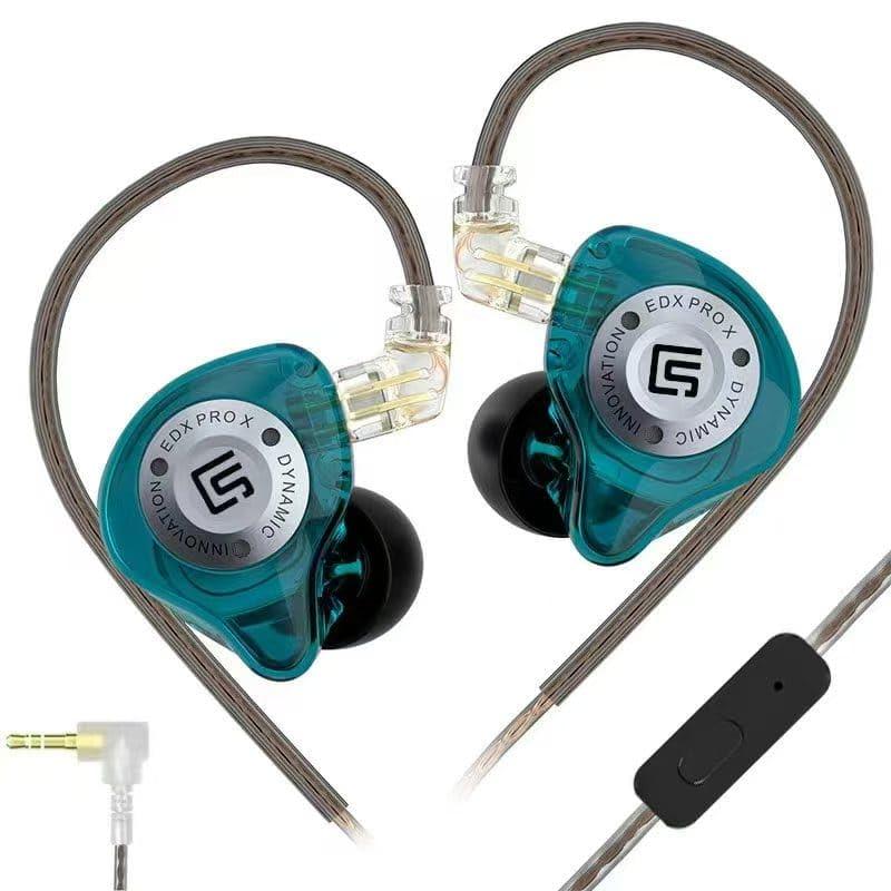 CASON EDX Pro X IEM Wired Earphones | in-Ear Monitor Headphones with HiFi Deep Bass | Gaming Earphones with Mic &Dynamic Driver 2Pin Detachable Cable for Audiophile (Cyan)