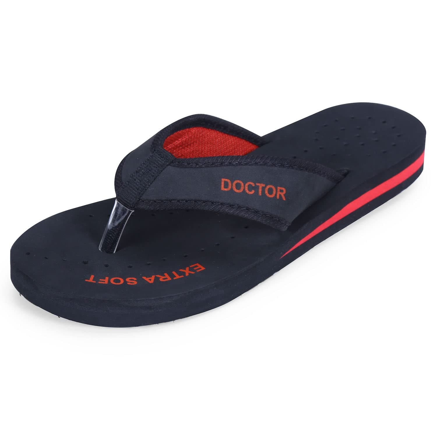 DOCTOR EXTRA SOFT Doctor Slippers for Women Orthopedic Diabetic Pregnancy Non Slip Lightweight Comfortable Flat Casual Stylish Dr Chappals and House Flip flops For Ladies and Girl’s D-22-Bk-Red-5 UK