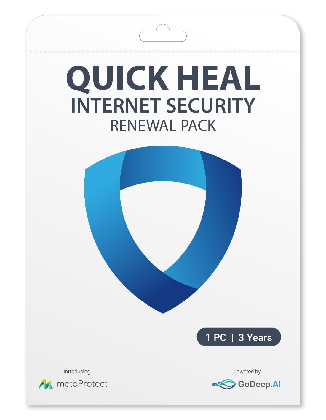 Quick Heal | Internet Security | Renewal Pack | 1 User | 3 Years (Physical Box) | Existing (1 User) Subscription Needed