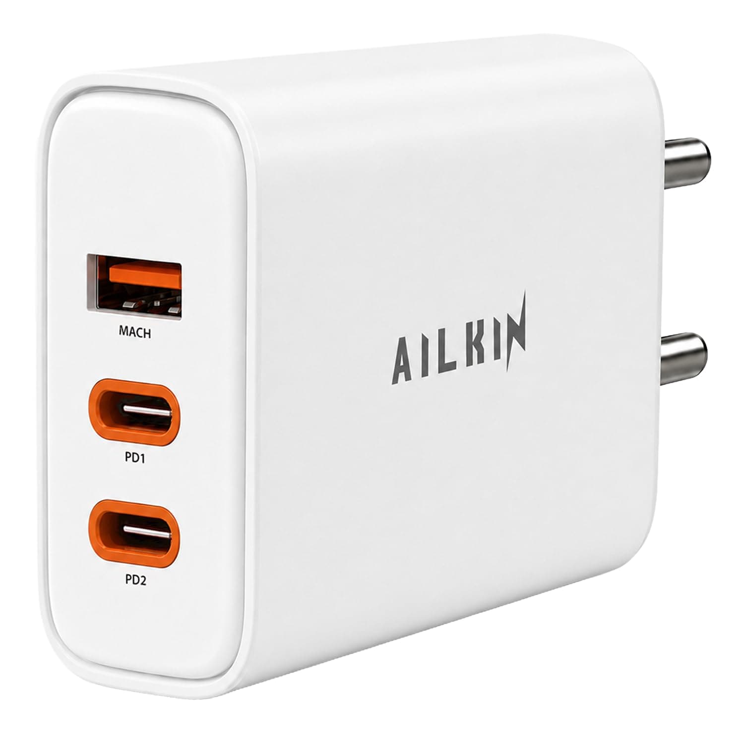 AILKIN Conquerer 65W GaN Fast Charger, 1 x Type A, 2 X Type C, PD 3.0 PPS Wall Charger for MacBook Air/Pro, iPhone 16/15/14/13, Samsung Galaxy S25/S24, iPad, Tablets & More
