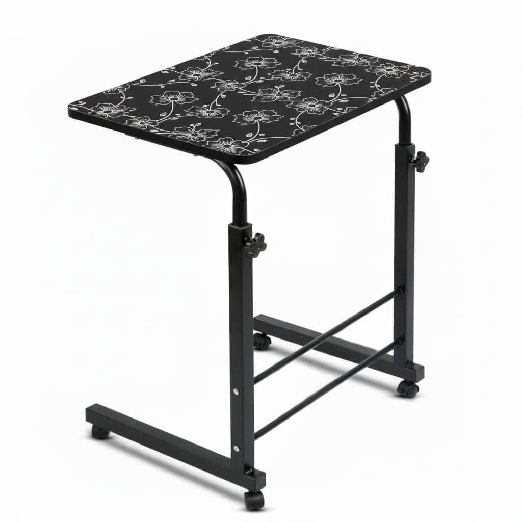 TECHNOVIBES Foldable Study Table/Bed Table/Foldable and Portable Wooden/Writing Desk for Office/Home/School (Black Flower)