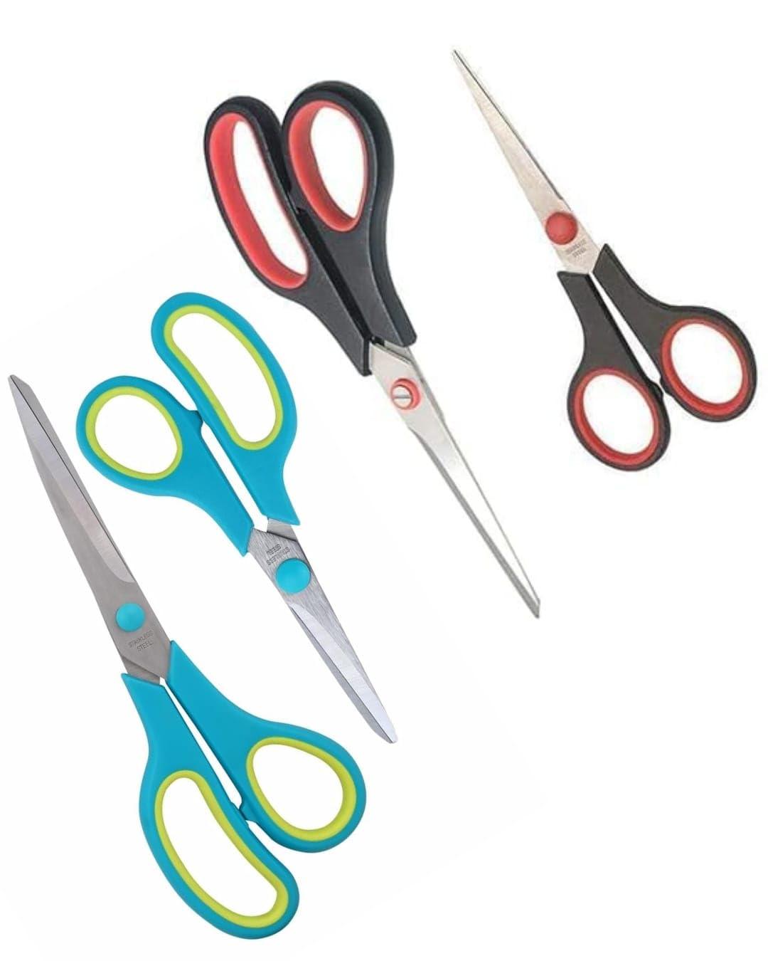 Buybuddy-Multipurpose Scissors Set, All-Purpose Set Scissors for Office, School, Home, Sewing, Crafts, Comfort Grip Handles, 4 Pack, Multicolor