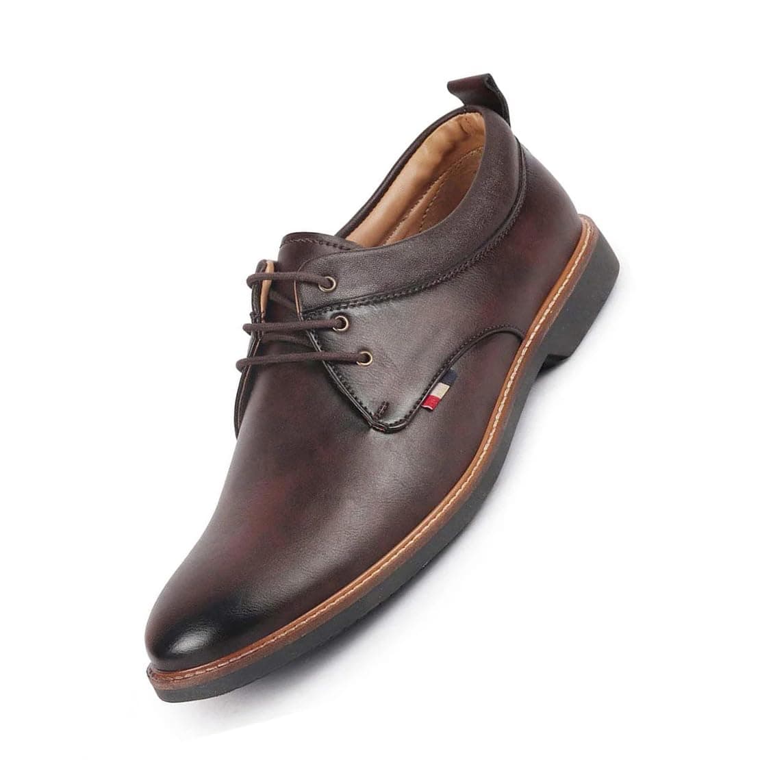 FAUSTO Men's Formal Lace Up Oxford Shoes for Office|Meetings|Daily|Comfort|Fashion|Stylish|Parties|Outdoor|Occasions|Lightweight with TPR Welted Sole (Brown, Numeric_10)