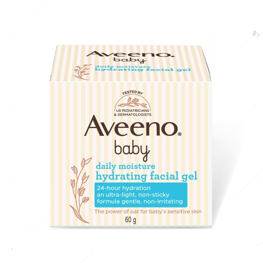 Aveeno Baby Daily Moisture Hydrating Facial Gel (Cream) 60g I Ultra-light & Non-Irritating | 24 hours moisturisation Face cream | Triple oat extract & avocado oil I US Paediatrician Recommended