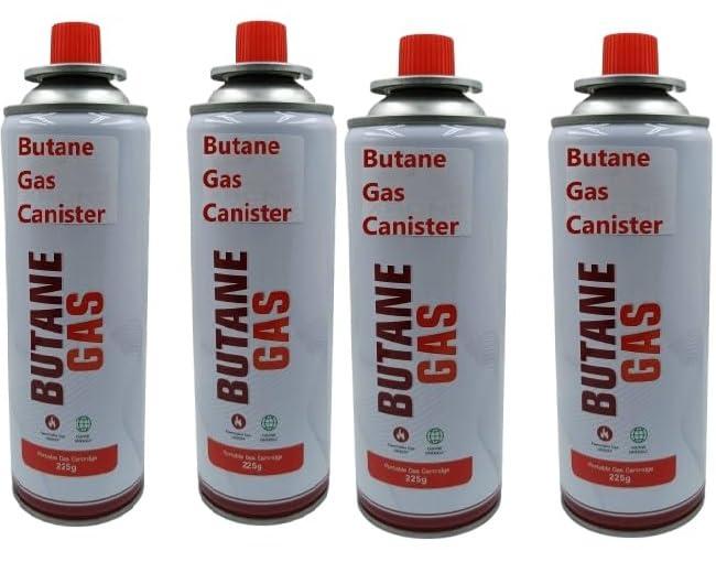 Butane Gas Canister Fuel Cartridge | Portable Gas Refill Can for Camping Stoves & Butane Burners | Ideal for Outdoor Cooking, Picnic, BBQ, Trekking, Hiking & Emergency Backup Fuel System (4 Refill)