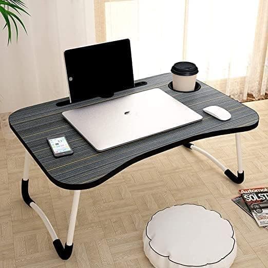 DIVIJA STORE Study Table Bed Table Premium Laptop Table/And Portable Plastic/Writing Desk For Office/Home/School (Black), 59.7 cm