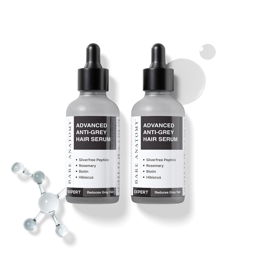 Bare Anatomy Advanced Anti-Grey Serum | Reduces Hair Greying | Silverfree Peptide + Biotin + Rosemary | Fast Absorbing, Odorless, Non-Sticky | Clinically proven formula For Men & Women | 50ml (Pack of 2)