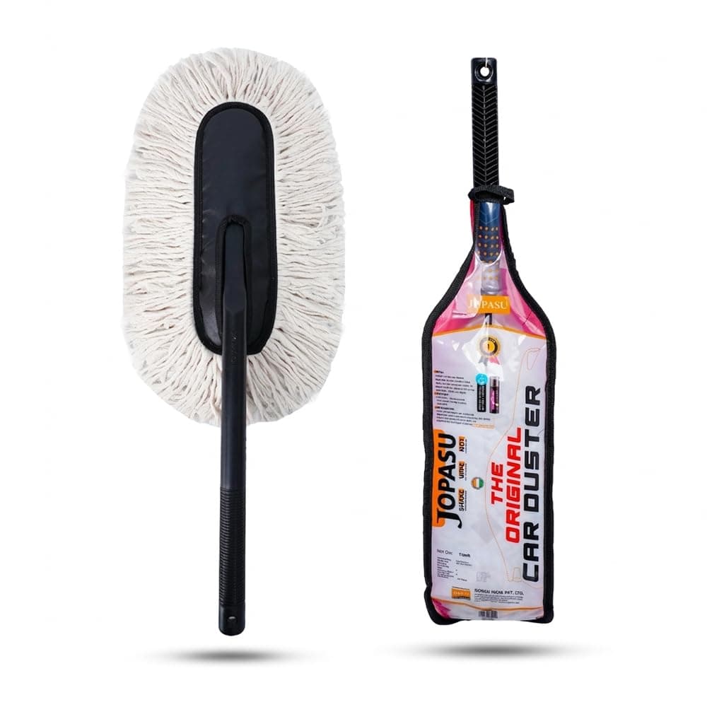 Jopasu Car Duster with Paraffin Wax-Treated Cotton Strands | Scratch-Free Dry Dust Cleaner for Cars | Lint Free Reusable Exterior Cleaning Brush