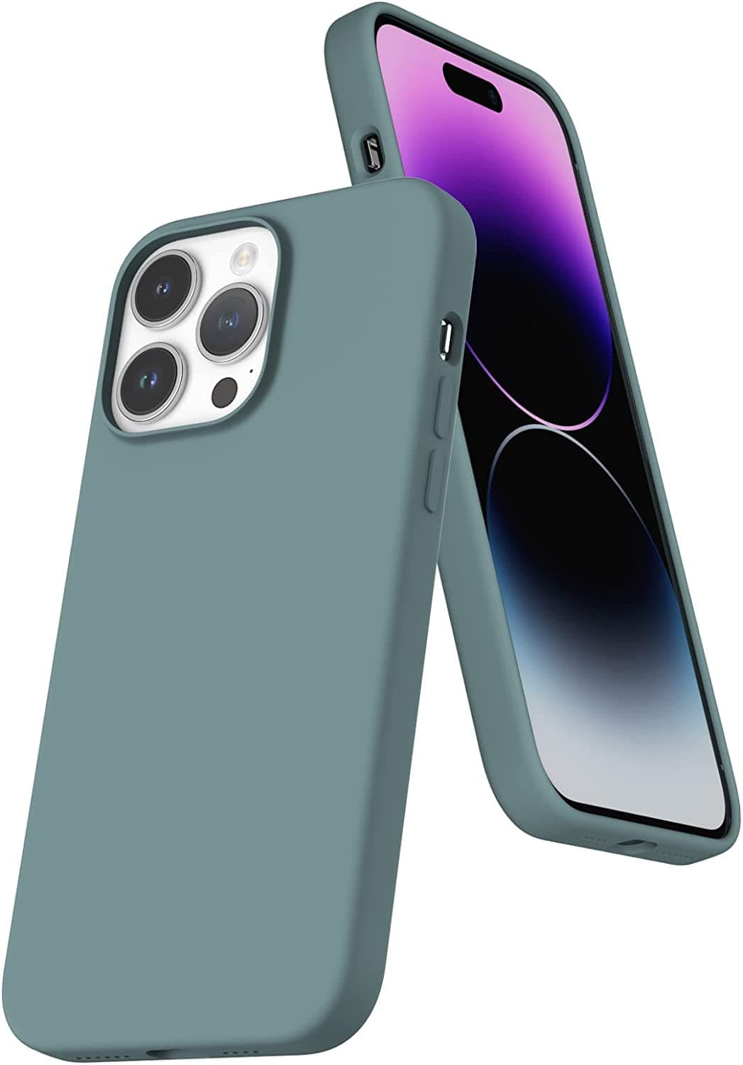DIZORO Liquid Silicone Compatible for iPhone 14 Pro Case Gel Rubber with Microfiber Lining Non-Slip Full Body Protective Shockproof Back Cover (Midnight Green, 6.1 inch)
