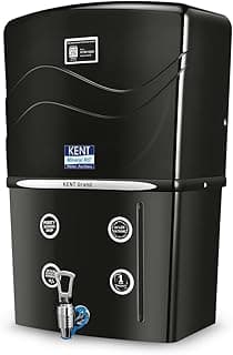 KENT Grand RO Water Purifier | Advanced RO Tech for Sabse Shudh Paani | RO+UF+TDS Control + UV LED Tank | 8L | 20LPH Flow | Ideal for Borewell/Tanker/Municipal Water | Largest Service Network | Black