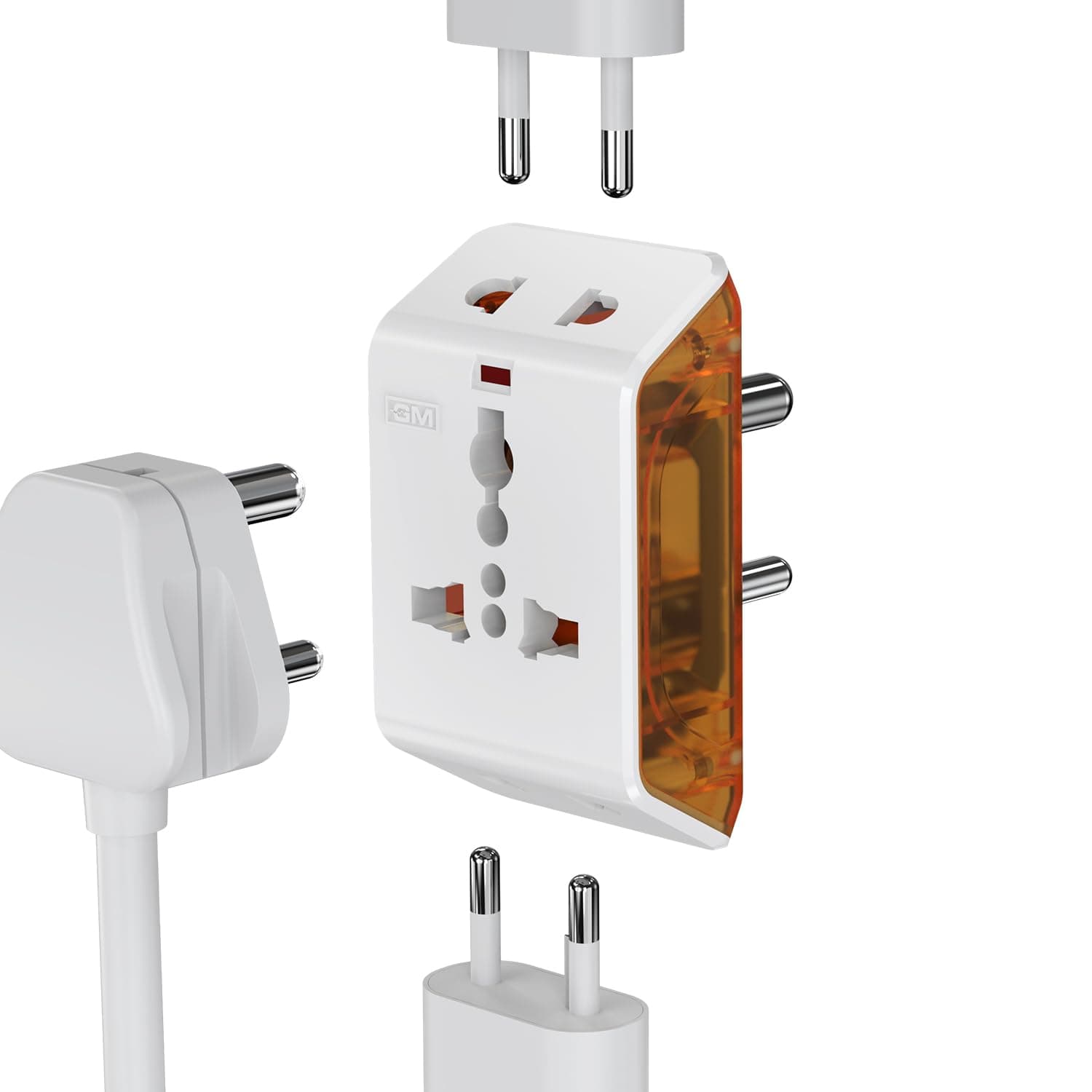 GM 6AMP 3-Pin Multiplug Travel Adapter with Universal Socket | Supports 2-Pin & 3-Pin Plugs | Multiple Charging Ports | Charge Smartphones, Laptops & Other Devices | Compact & Reliable 3017
