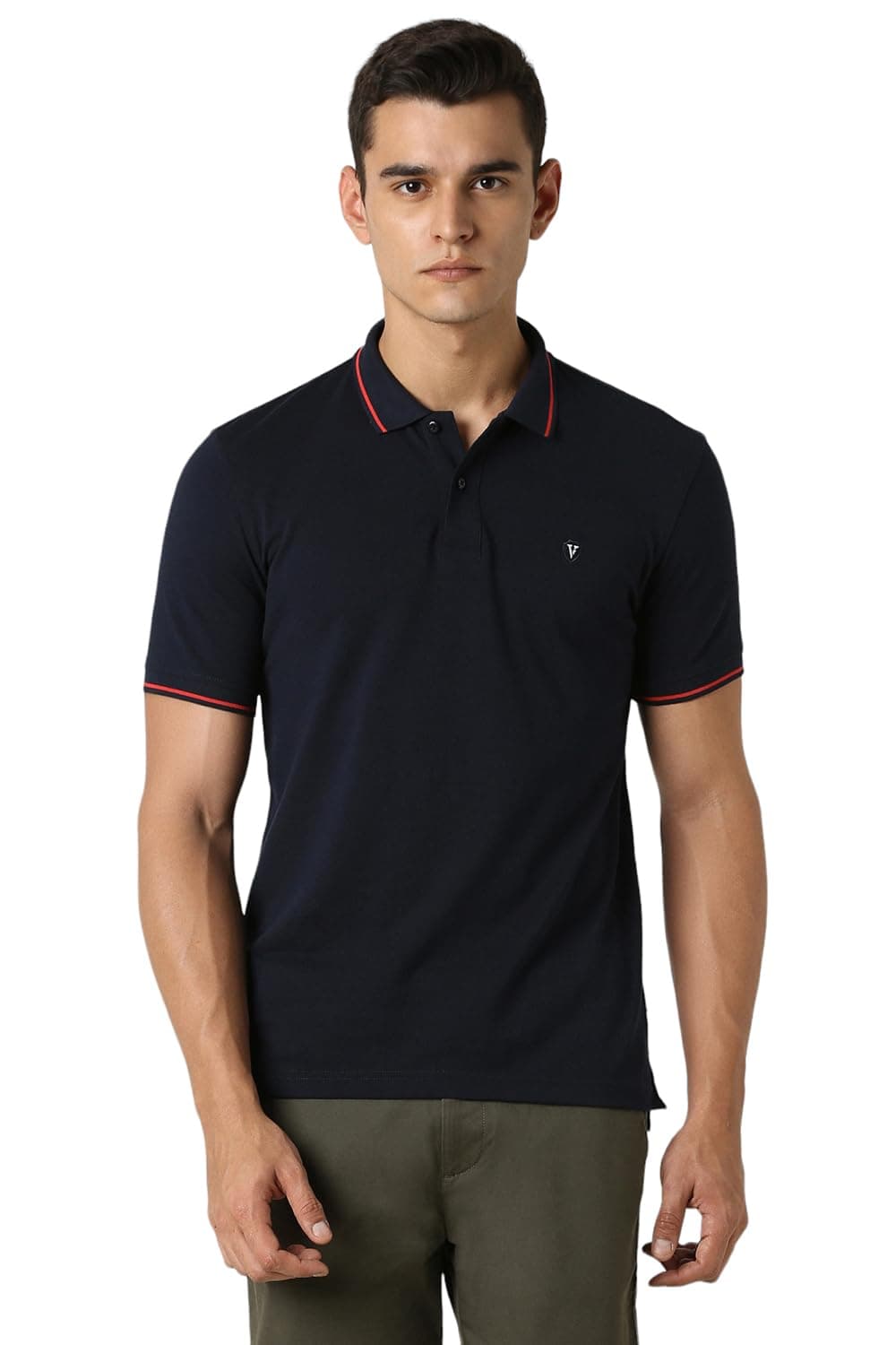 Van Heusen Men's Cotton Regular Fit Polo T-Shirt (Vskp517S011411_Navy S)