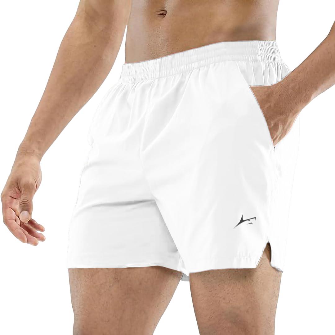 PROSHARX Men’s Shorts with Quick Dry Tech | Athletic Anti-Wicking Lightweight Shorts for Sports, Running & Gym White