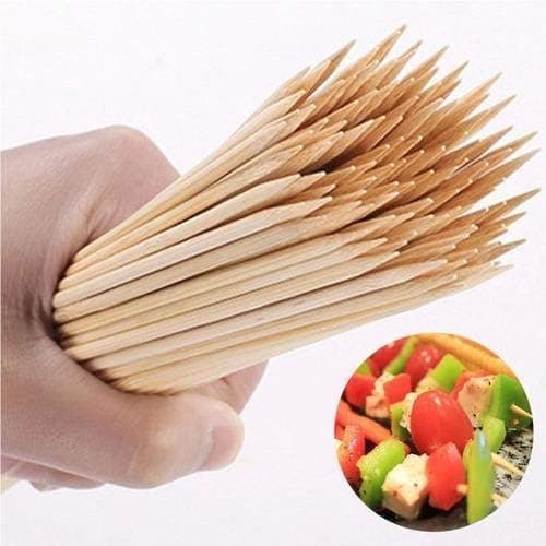 SANWALSA [Pack of 120 Sticks, 8 inch, 2mm] Barbeque Skewers Sticks | Bamboo BBQ Skewer Sticks | Perfect for Grilling, Roasting & Party Treats | Ideal for Parties & Camping