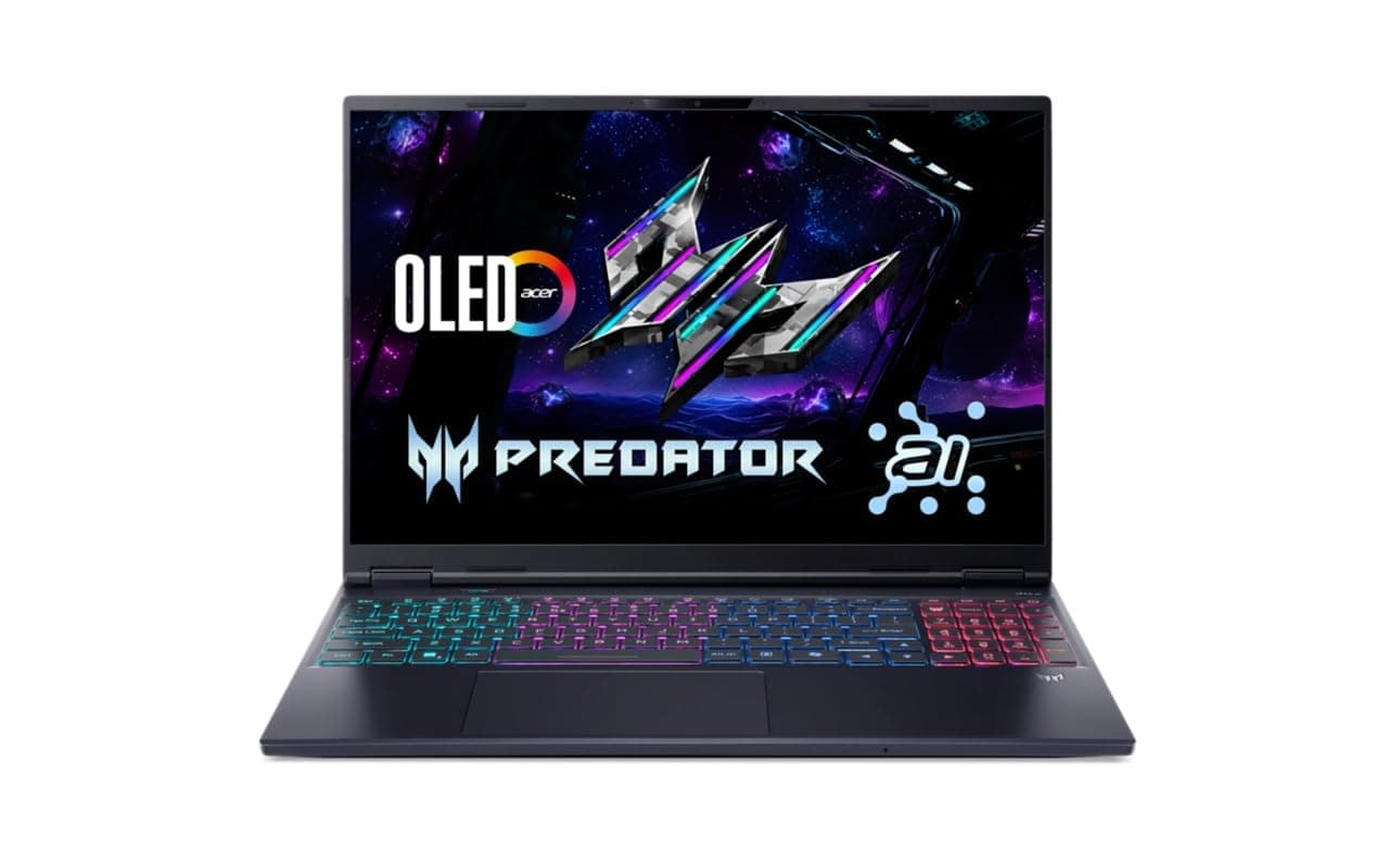 acer Predator Helios Neo16S AI, Intel Ultra 7 255HX Processor,RTX 5060-8 GB GDDR7,16 GB/1 TB, WQXGA OLED, 16.0"/40.64 cm, 240Hz, Win 11 Home,Abyssal Black,2.3 kg,PHN16S-71,RGB KB,Gaming Laptop