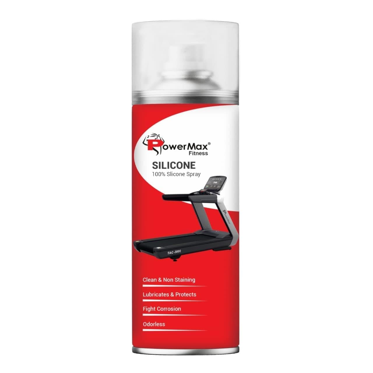 PowerMax Fitness Silicone Oil Lubricant Spray for Treadmill (500ml), Use For Equipment Applications Extra Long Control Flow Applicator Easy To Use On All Treadmills (Pack of 2)