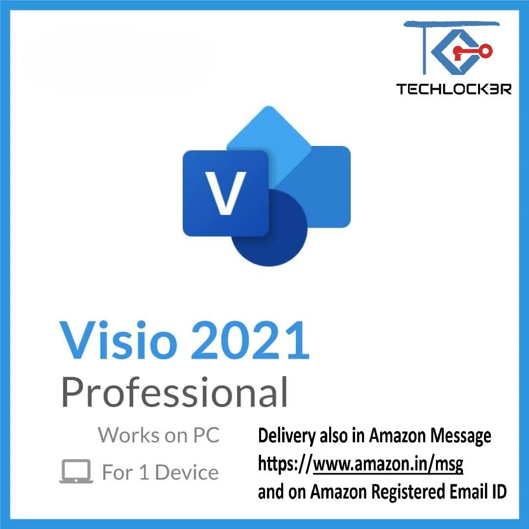 TECHLOCKER Visio Professional Pro 2021 | Retail Product License Key Only | 1 User/PC/Laptop Win 10 or 11 only | Lifetime Validity | Quick Email Delivery | Motherboard Bind License |