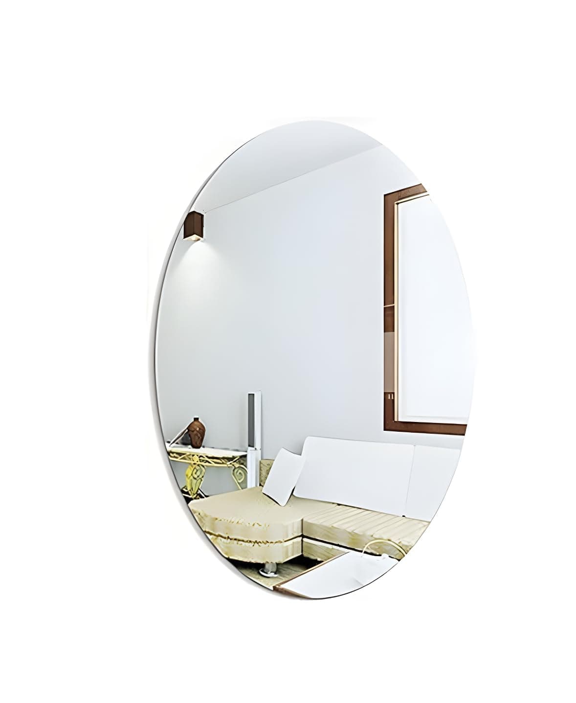 Fliptic Unframed Oval Shape Adhesive Mirror Sticker for Wall On Tiles Bedroom Living Room Basin Mirror Bathroom Wall Mirror Both Side Sticker Acrylic Wall Mirror Full Length, Silver
