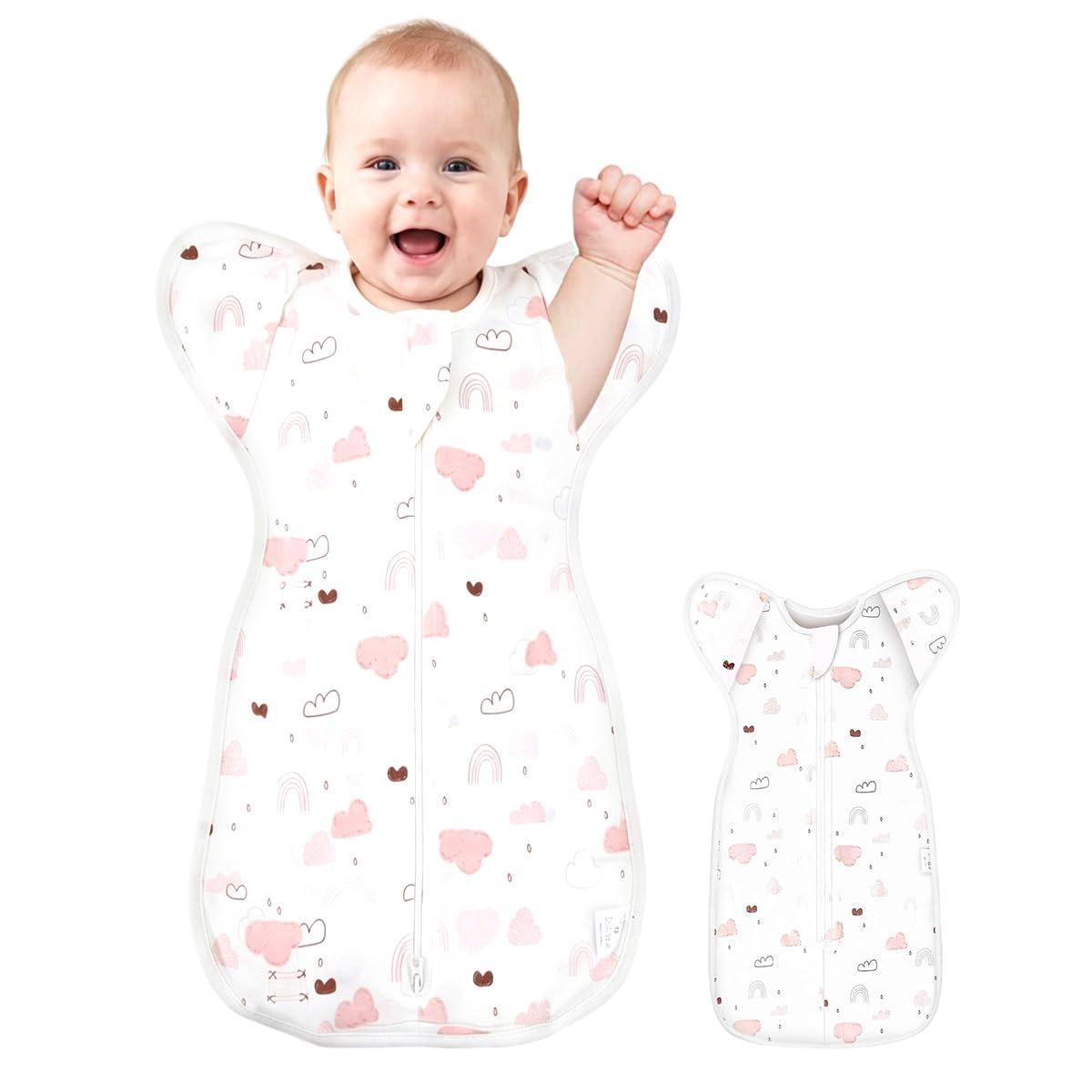 SNOWIE SOFT Cotton Sleep Sack 0-6 Months, Bamboo Swaddle Wrap, Zippered