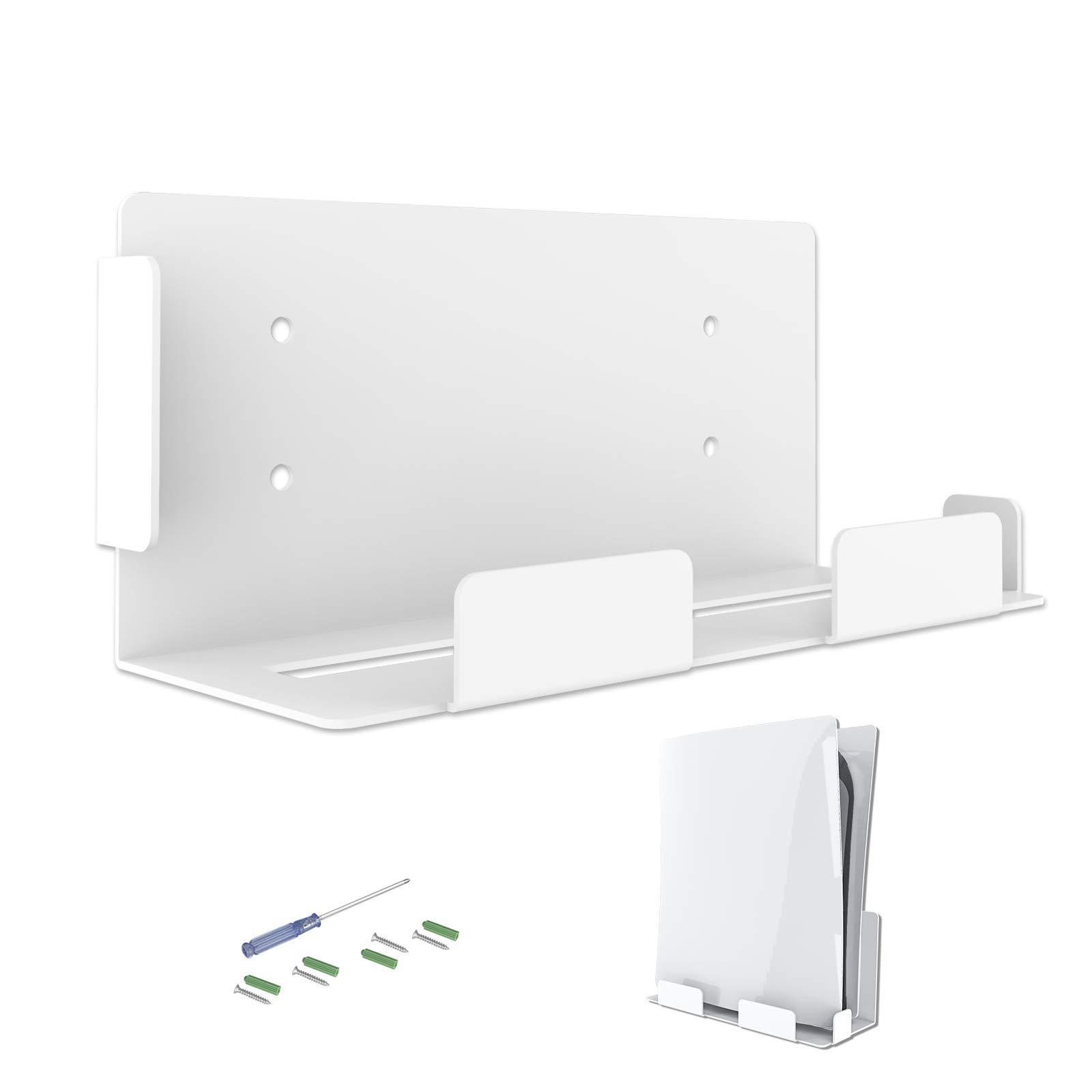 NexiGo Compatible for PS5 Accessories Wall Mount for Playstation 5 (Disc and Digital), Stable Metal Wall Hanging Stand for PS5 Console Wall Mounting Stand/Holder/Rack (White)