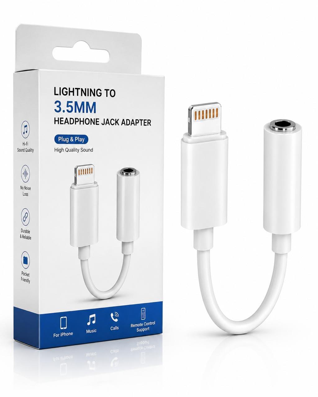 Elebase Lightning to 3.5mm Headphone Adapter | AUX Audio Jack Converter Compatible for iPhone 14/13/12/11/X/8 | Hi-Fi Sound Quality | Durable Metal Design | iOS Compatible, Warranty