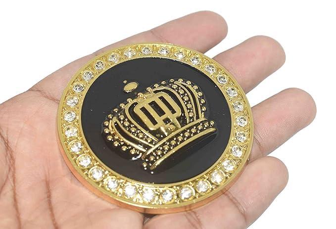 OAN 3D Chrome Emblem Automotive Car, Bike Badges Logo Self Adhesive Sticker (Crown Gold - 6x6.5 cm Pack of 1)