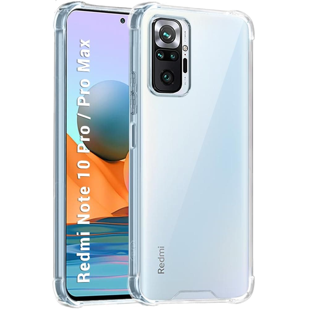 TheGiftKart Shockproof Clear Back Cover Case for Mi Redmi Note 10 Pro/Pro Max | 360 Degree Protection | Hard Transparent Back Cover for Redmi Note 10 Pro/Pro Max (PC & TPU, Transparent Bumper)