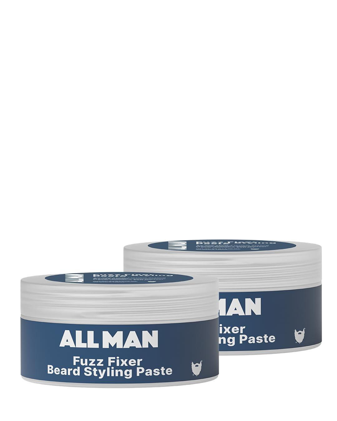 ALL MAN Fuzz Fixer Beard Styling Paste, Strong Hold Cream Wax, With Mango Butter & Milk Protein for Strong Hair | Pack of 2 | 100g