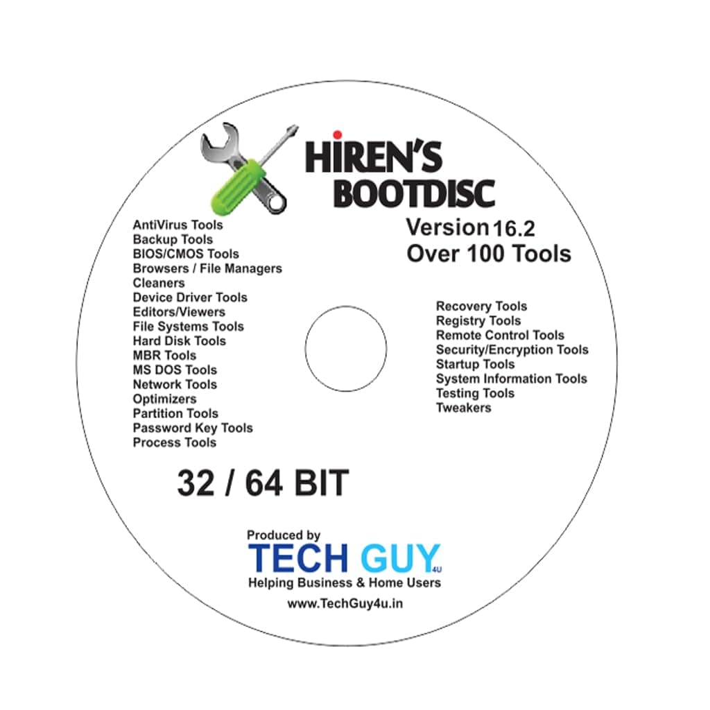 TechGuy4u Hirens Boot CD 16.2 Tool to Fix & Repair All PC Problems 2018- Latest Edition - Printed DVD Label