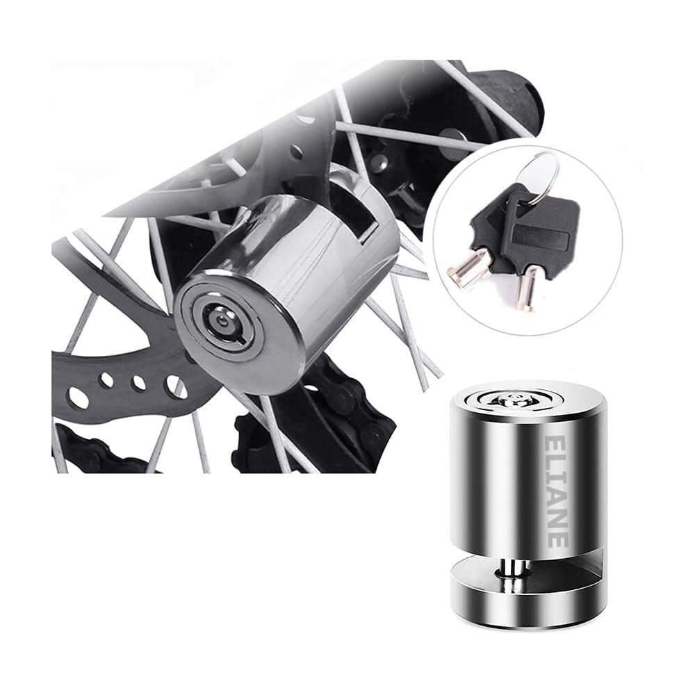 Eliane Disc Lock Motorcycle Brake Anti-Theft Waterproof for Motorcycles Bike Scooter Stainless Steel Heavy Duty Painted Finish Anti Theft 7mm Pin Wheel Locking Security Bike Accessories (Chrome-1Pcs)