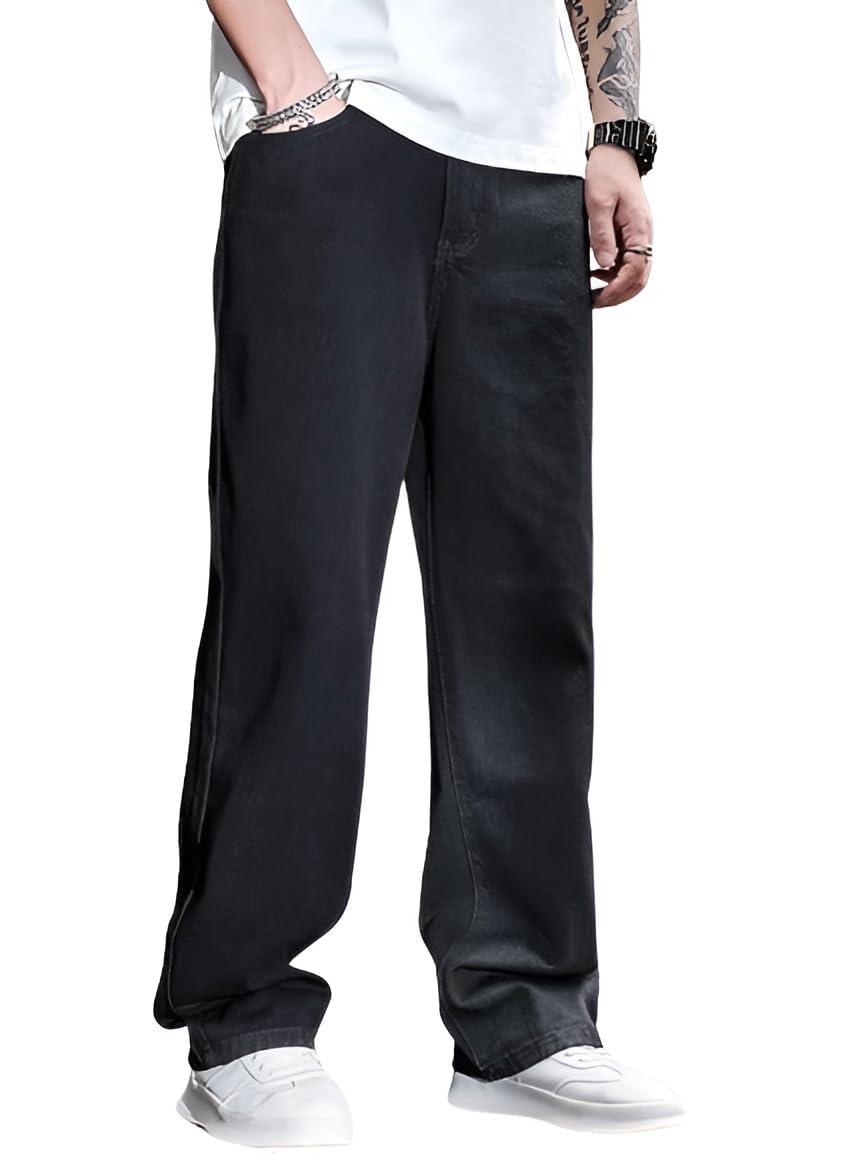Ben Martin Black Men Jeans || Baggy Fit Jean's for Man || Loose Fit High Rise Denim || Stretchable Casual Wear Jean,s || Dance Rap Rapping Style Pant for Men || Denim Cotton Jeans 36 (1)