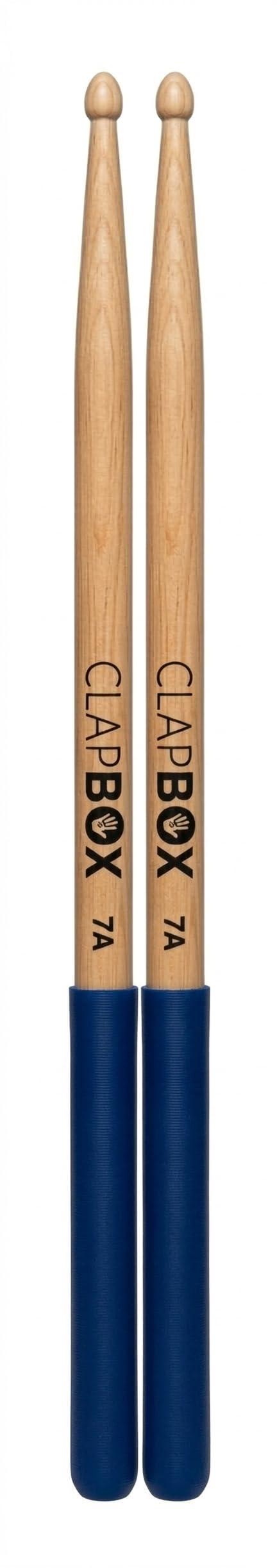 Clapbox Drum Sticks with Grip (Blue) Maple Wood, 7A Size - One Pair
