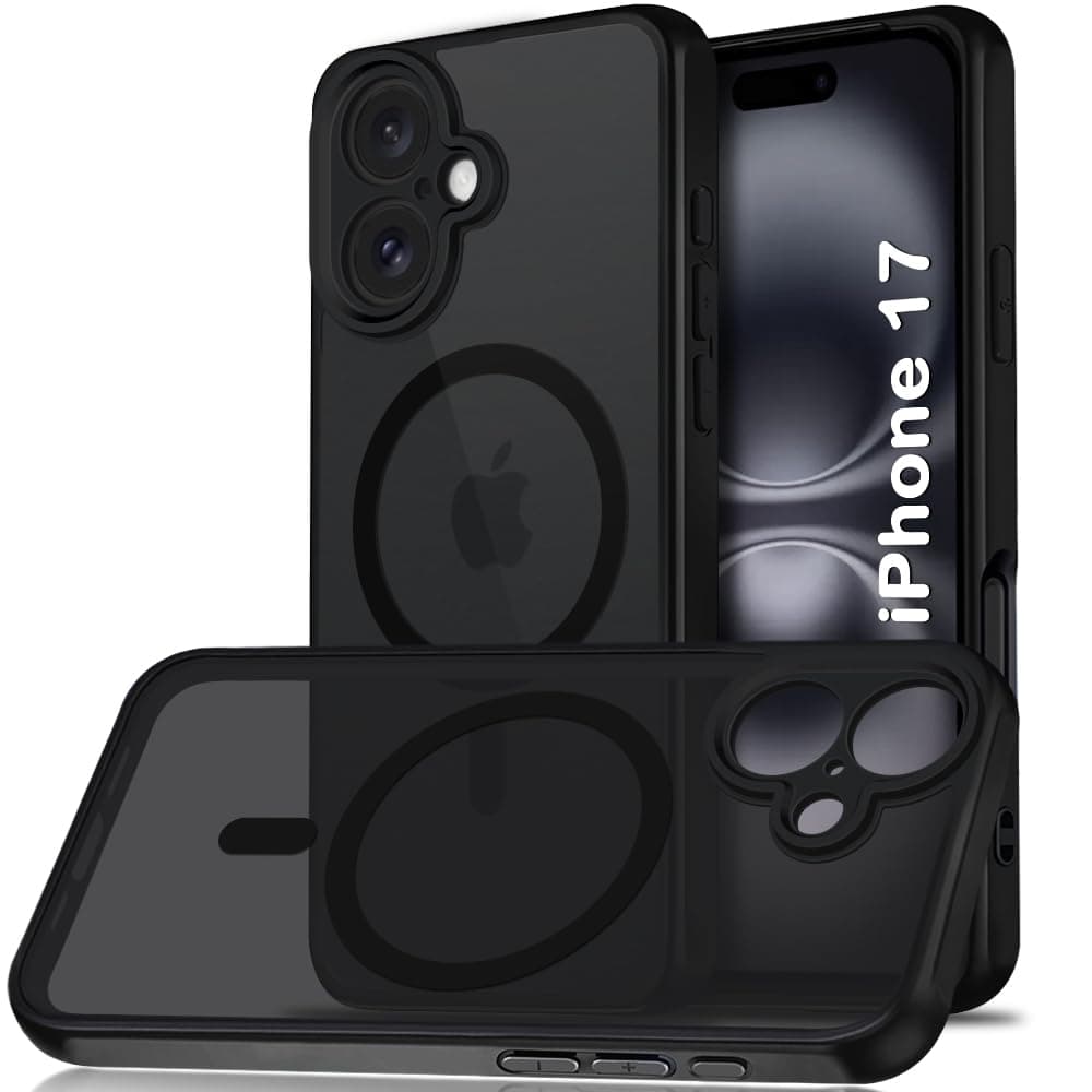 TheGiftKart for iPhone 17 Case, Matte Frosted Hard Back Cover Compatible with MagSafe, Hybrid Shockproof iPhone 17 Cover with Camera & Screen Protection (PC & TPU, Translucent Black)