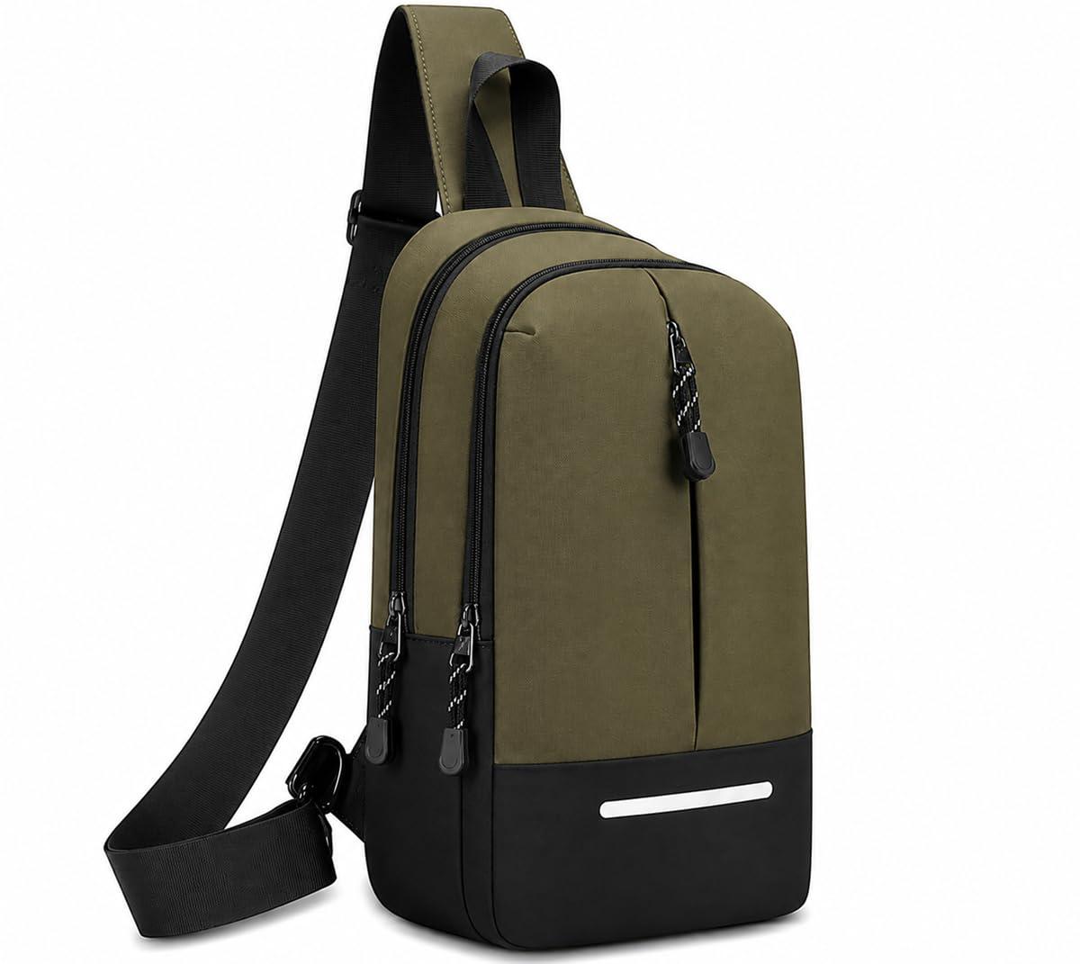 Walizza Lifestyle Backpack for Men & Women– Crossbody Sling Bag for Travel, Cycling & Hiking | Waterproof Shoulder Bag with Compartment and Zipper Pockets (Classic LightBrown & Black)