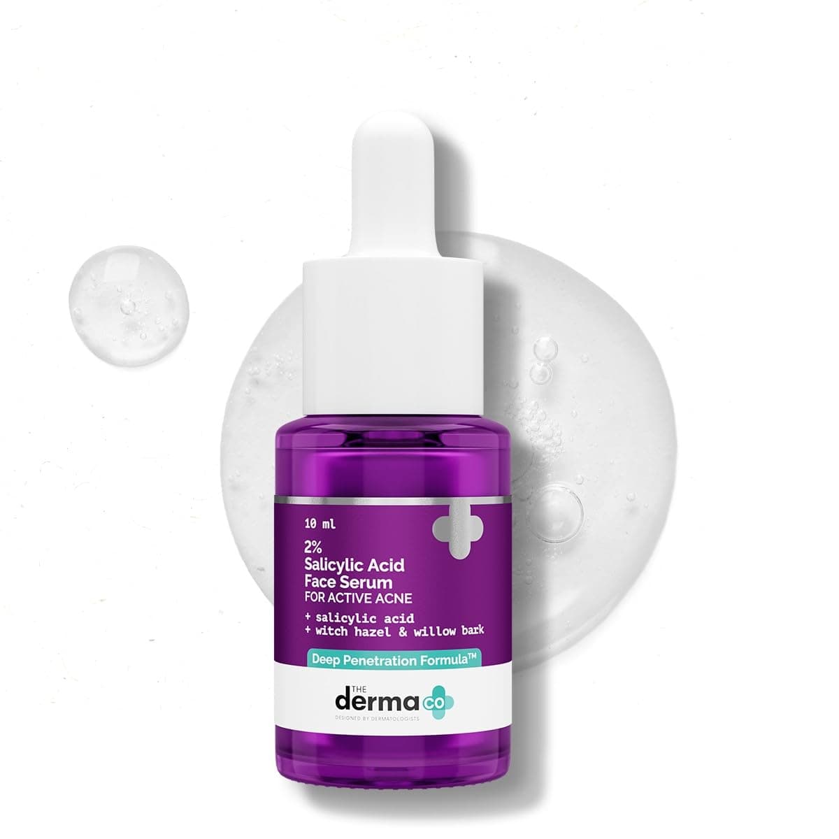 The Derma Co 2% Salicylic Acid Face Serum - 10 ml | Reduces acne & blackheads | Tightens pores | Exfoliates & soothes inflammation