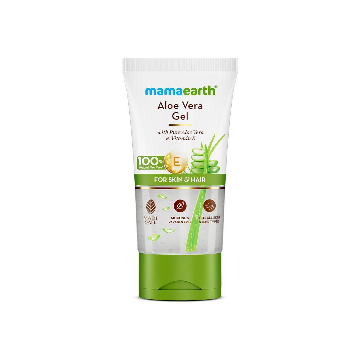 Mamaearth Aloe Vera Gel with 100% Pure & Natural Aloe Vera & Vitamin E for Skin & Hair | Hydrates, Moisturizes skin | Soothes Irritated Skin | Keeps Scalp Healthy | Multipurpose Non-Sticky Gel | For Men & Women | 150 ml
