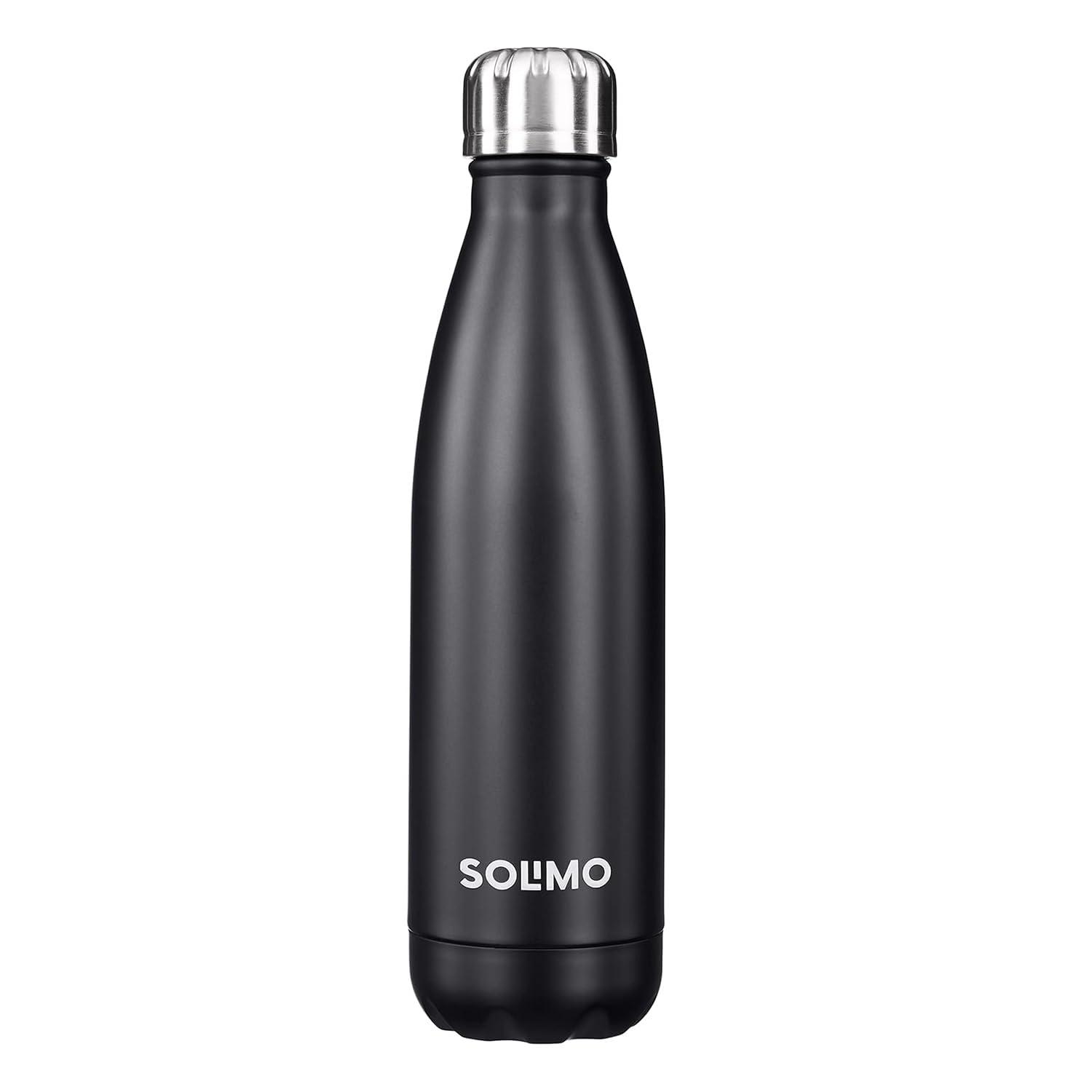 Amazon Brand - Solimo 1000ml Stainless Steel Insulated (Thermosteel) Water Bottle | 24 Hours Hot and Cold | Leakproof, Rust and Corrosion Resistant| for Travel, Office, Trekking, Home (Black)