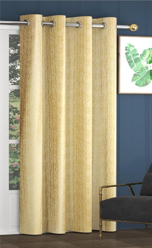 Exporthub 1 Piece Heavy Quality Polyester Texture Design Cream Color Eyelet Long Door Curtains - Long Door - 9 feet Long (EHSPR902_94_1)
