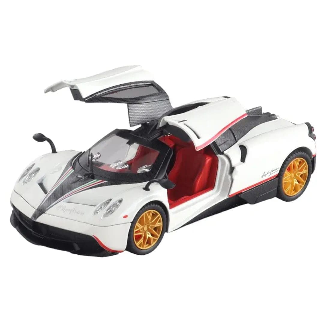 GRAPHENE 1:24 Scale Die Cast Alloy Metal Pagani Huayra Car | Push Back Door Open Car with Light Music, Multicolor