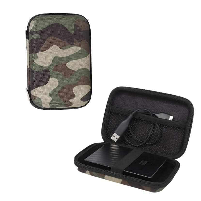 GadgetBite Hard Disk Case External Printed Hard Drive Disk Enclosure Portable Carrying EVA Case Cover Pouch Casing for 2.5-Inch Hard Drive (Army Green)