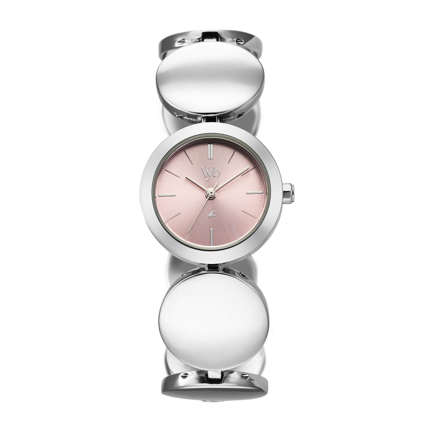 Fastrack Vyb Showstopper with Quartz Analog Light Pink Dial Silver Alloy Strap Watch for Women - FV60145SM01W