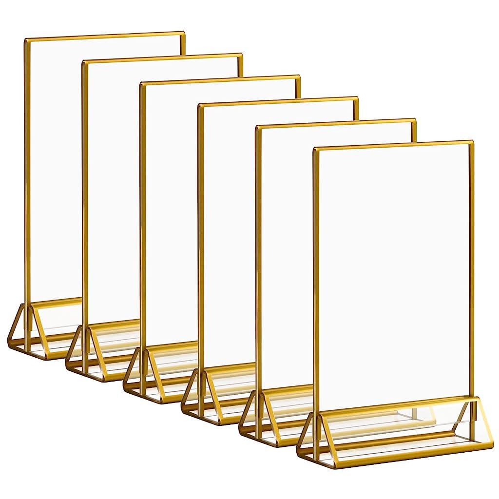 Climberty Acrylic Sign Stand 6Pcs 5.9x8.2in Gold A5 Display Stable Base