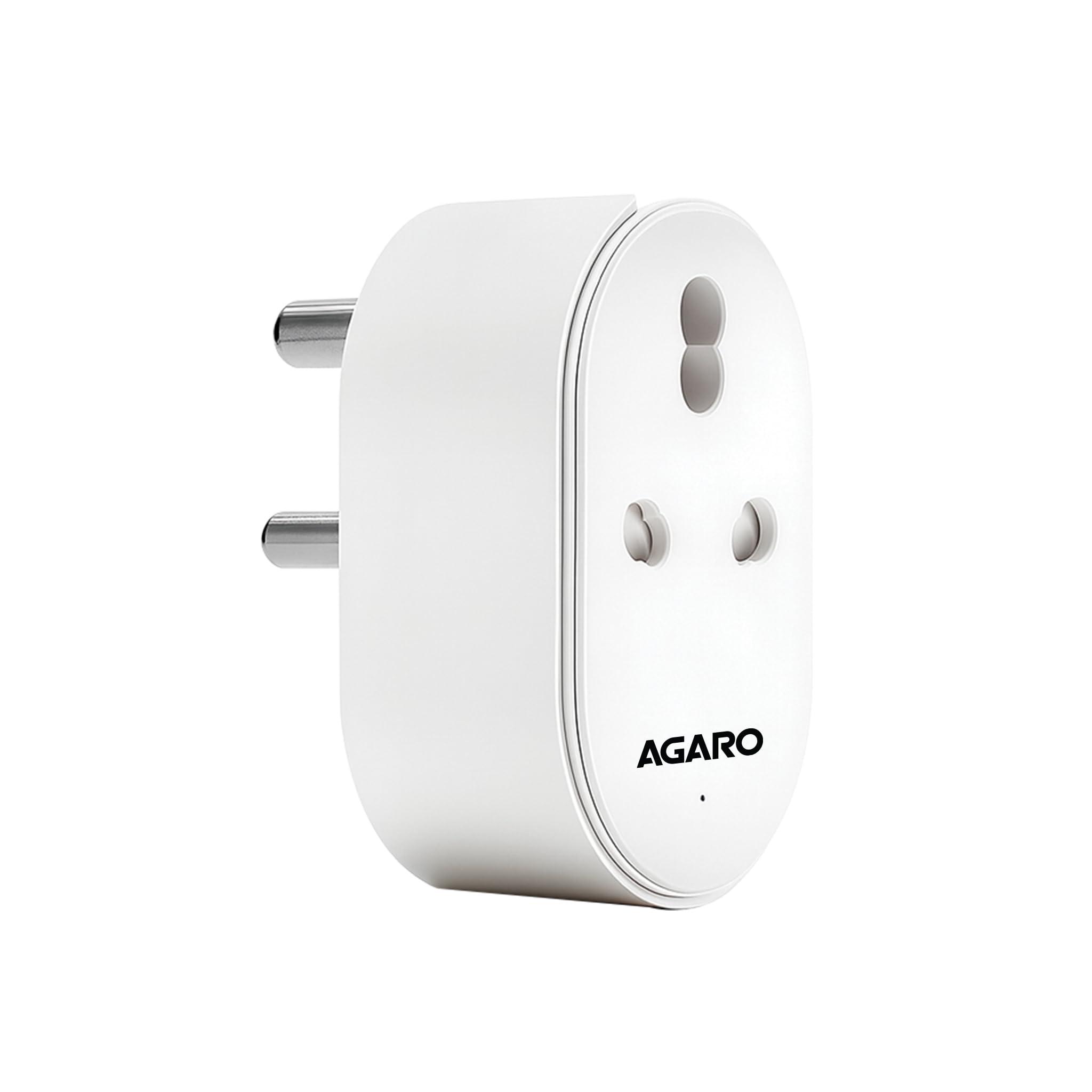 AGARO Regency 16A Wi-Fi Smart Plug with Energy Monitoring & App Control, Compatible with Alexa & Google Assistant, Voice Control for Geyser, AC & Other Heavy Appliances, Timer & Scheduling, White