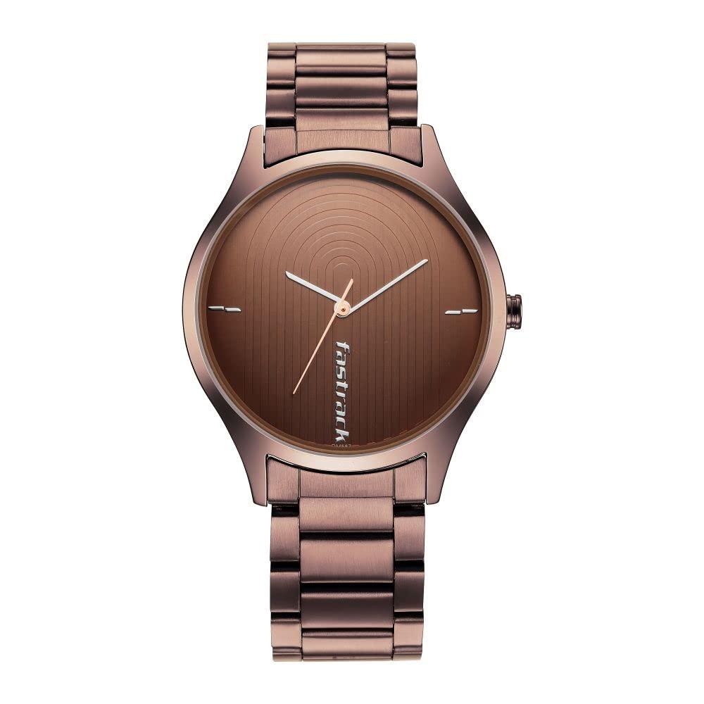Fastrack Style Up Quartz Analog Brown Dial and Brown Stainless Steel Strap Watch for Guys - NT3184QM02