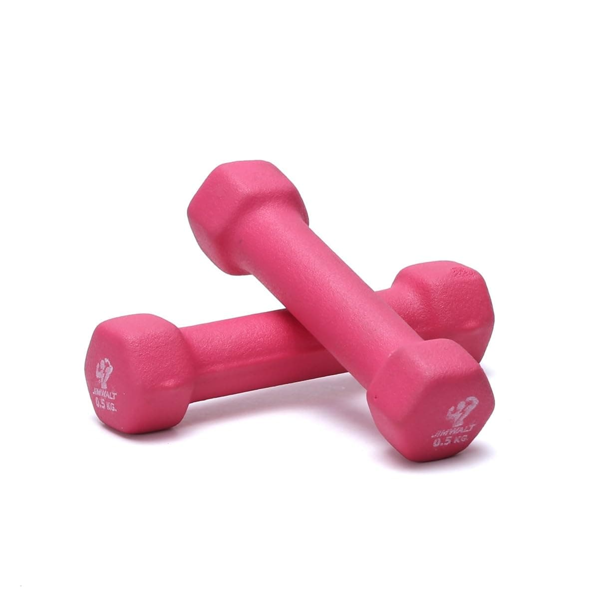 JIMWALT Premium Half Coating Cast iron Neoprene Dumbbells 0.5KG to 10KG Proudly Made in India (0.5+0.5=1, light pink)