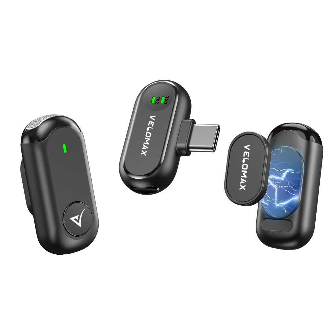 VELOMAX Mini Microphone Mic Wireless for YouTube, Magnetic Mic Wireless for Vlogging Type C Plug & Play Recording Mics for Video Live Streaming 65FT Range Stable Connection for Android/PC/iPad