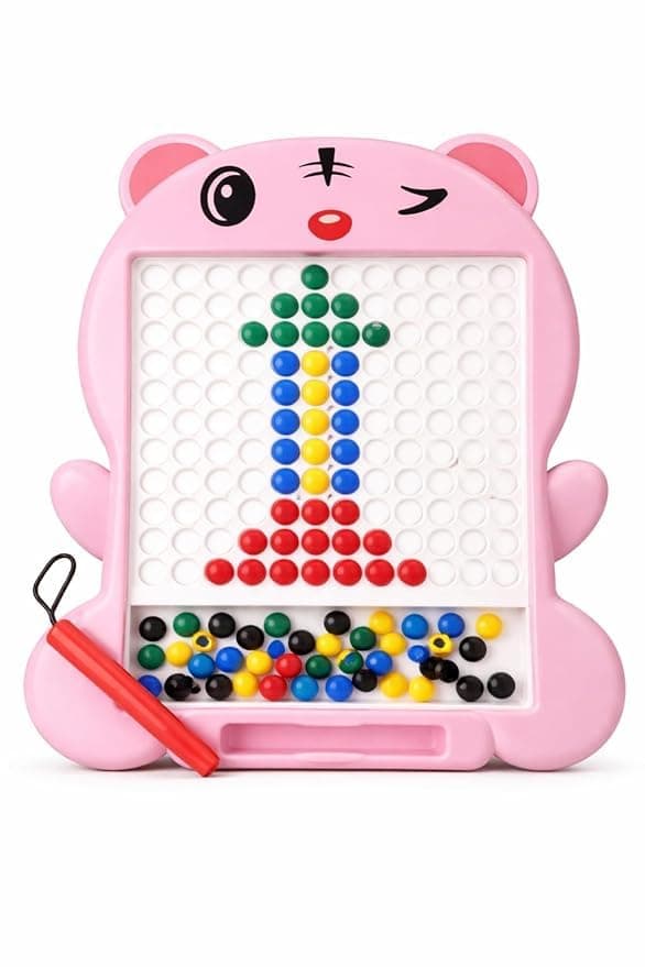 Magnetic Drawing Board – 80 Bead Magnetic Pen Board | Educational Activity Toy for Toddlers & Preschool Kids (3+ Years) Pink (Pink)